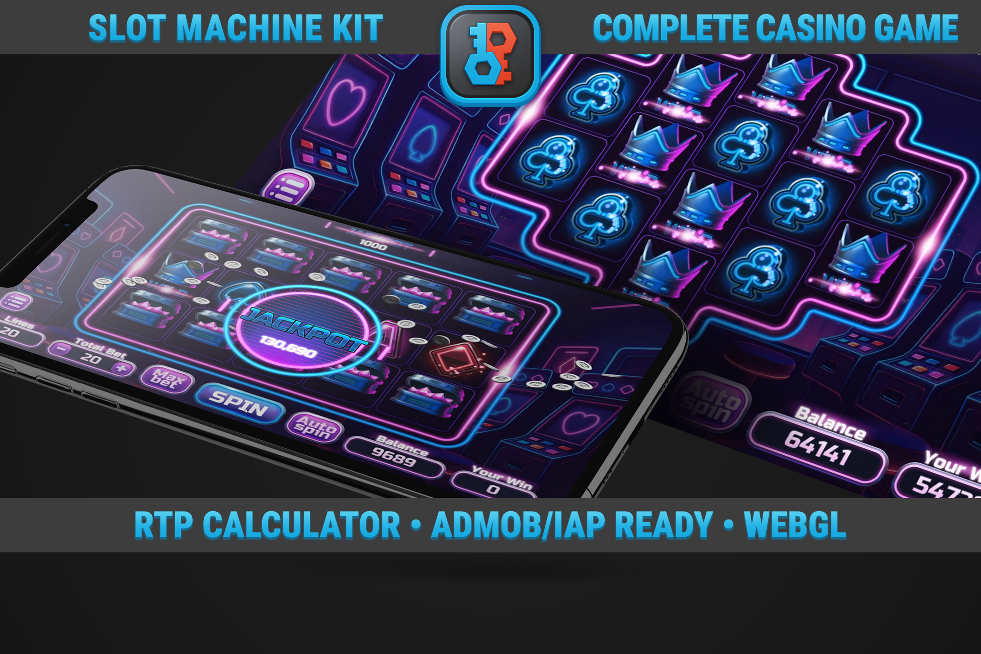 MK Slot Machine Kit • Modern Neon Casino Template screenshot 1