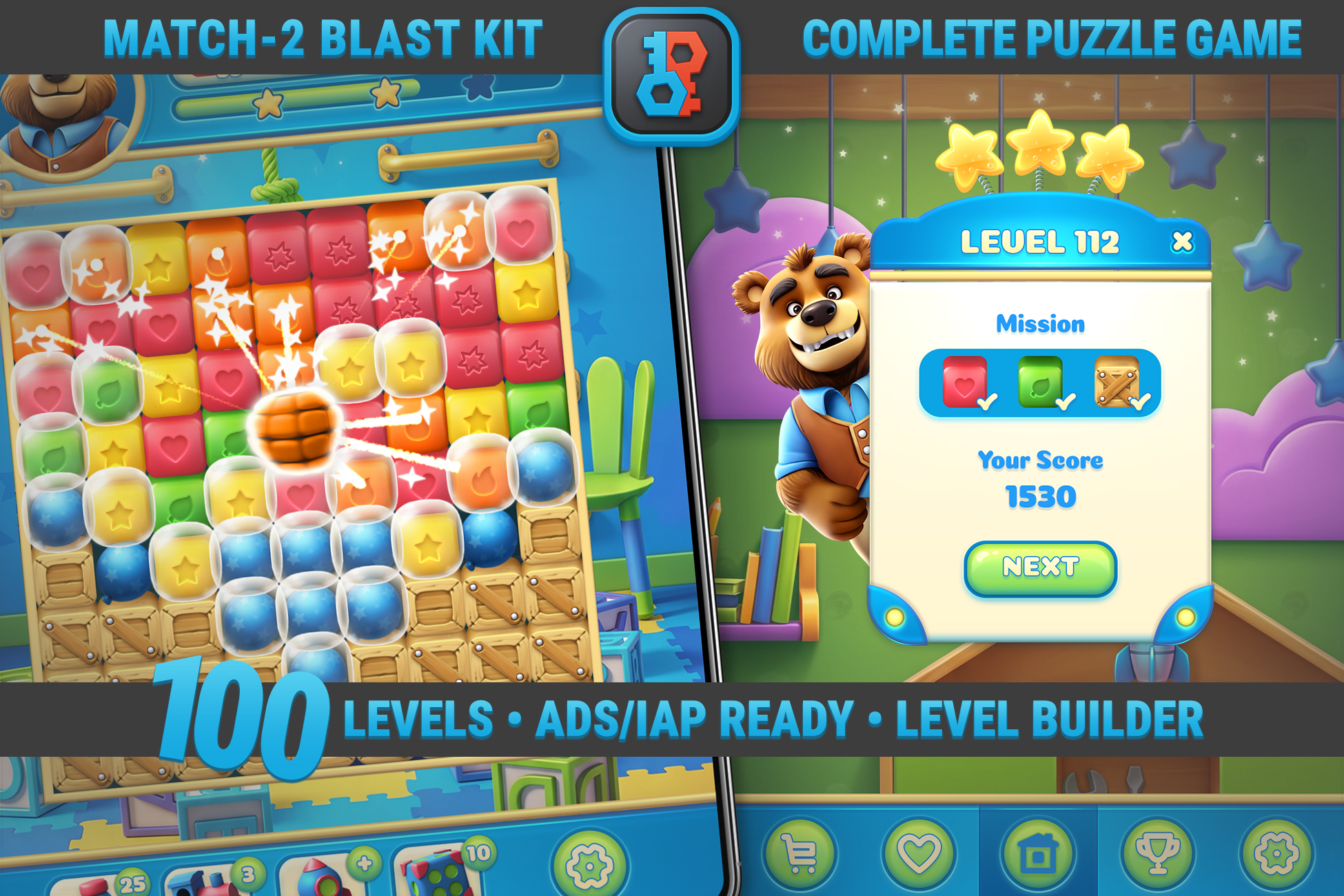 MK Match-2 Blast Kit • Puzzle Game Template screenshot 1