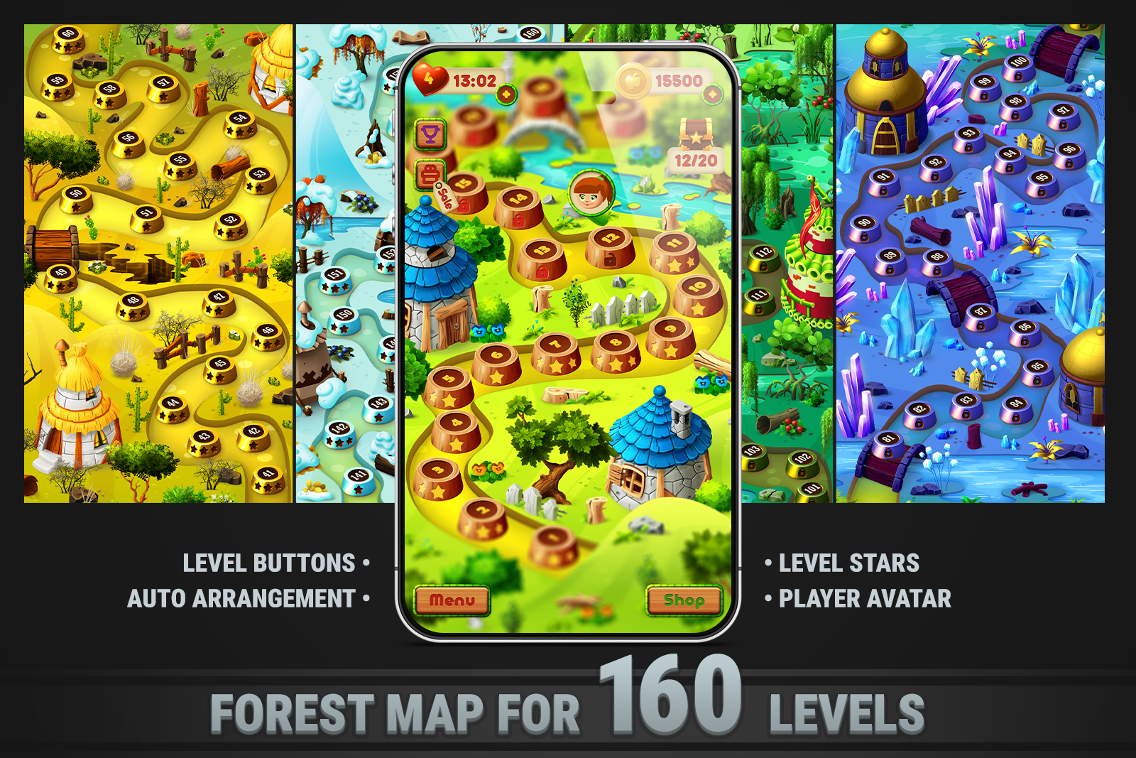 MK Puzzle Level Map Pack • 4 Themes Bundle screenshot 2