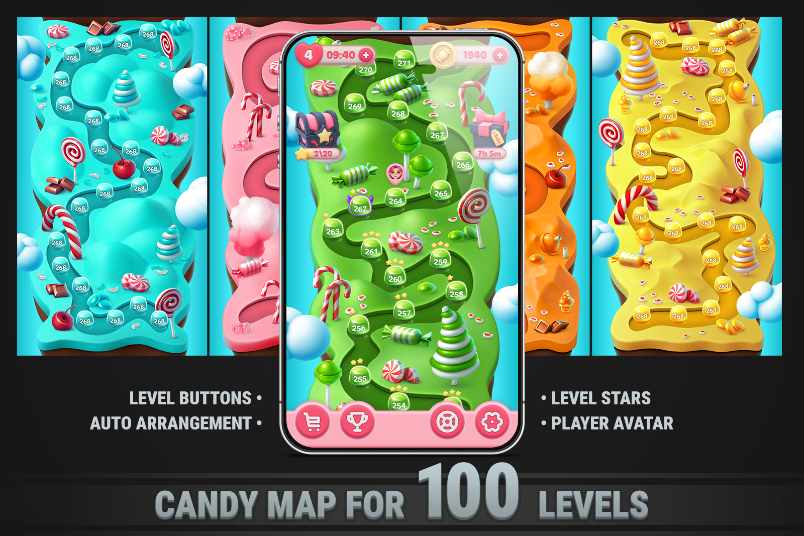 MK Puzzle Level Map Pack • 4 Themes Bundle screenshot 4