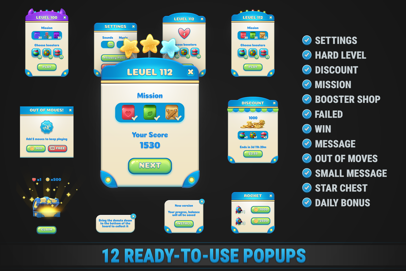 MK Match-2 Blast Kit • Puzzle Game Template screenshot 7