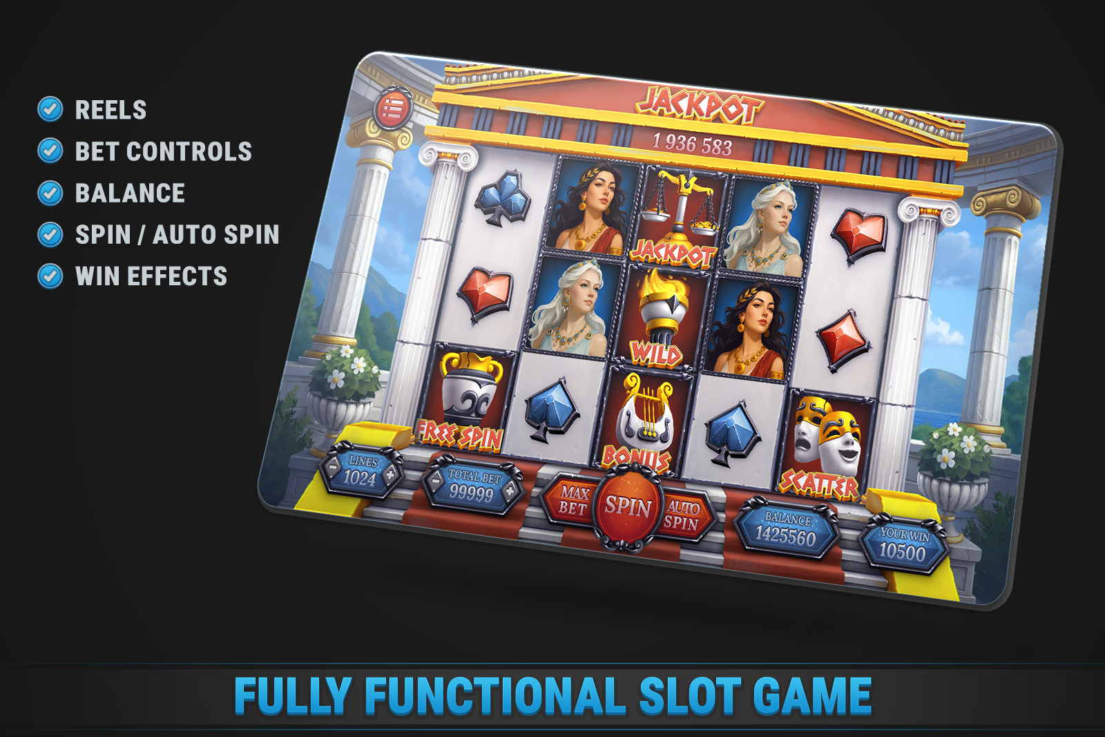 Greek Slot • HTML Responsive Casino Game screenshot 1