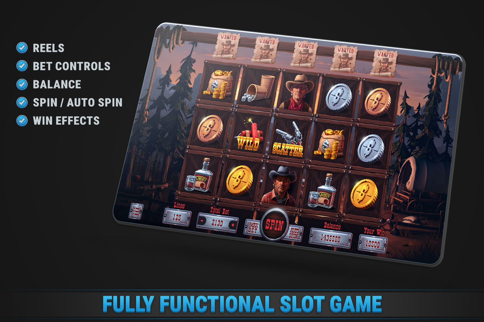 Most Wanted Slot • HTML Responsive Casino Game screenshot 1