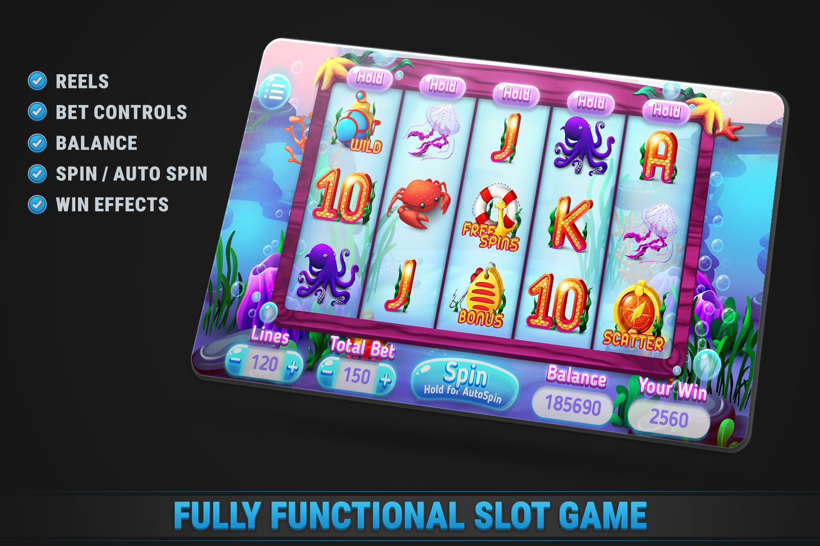 Underwater Slot • HTML Responsive Casino Game screenshot 1