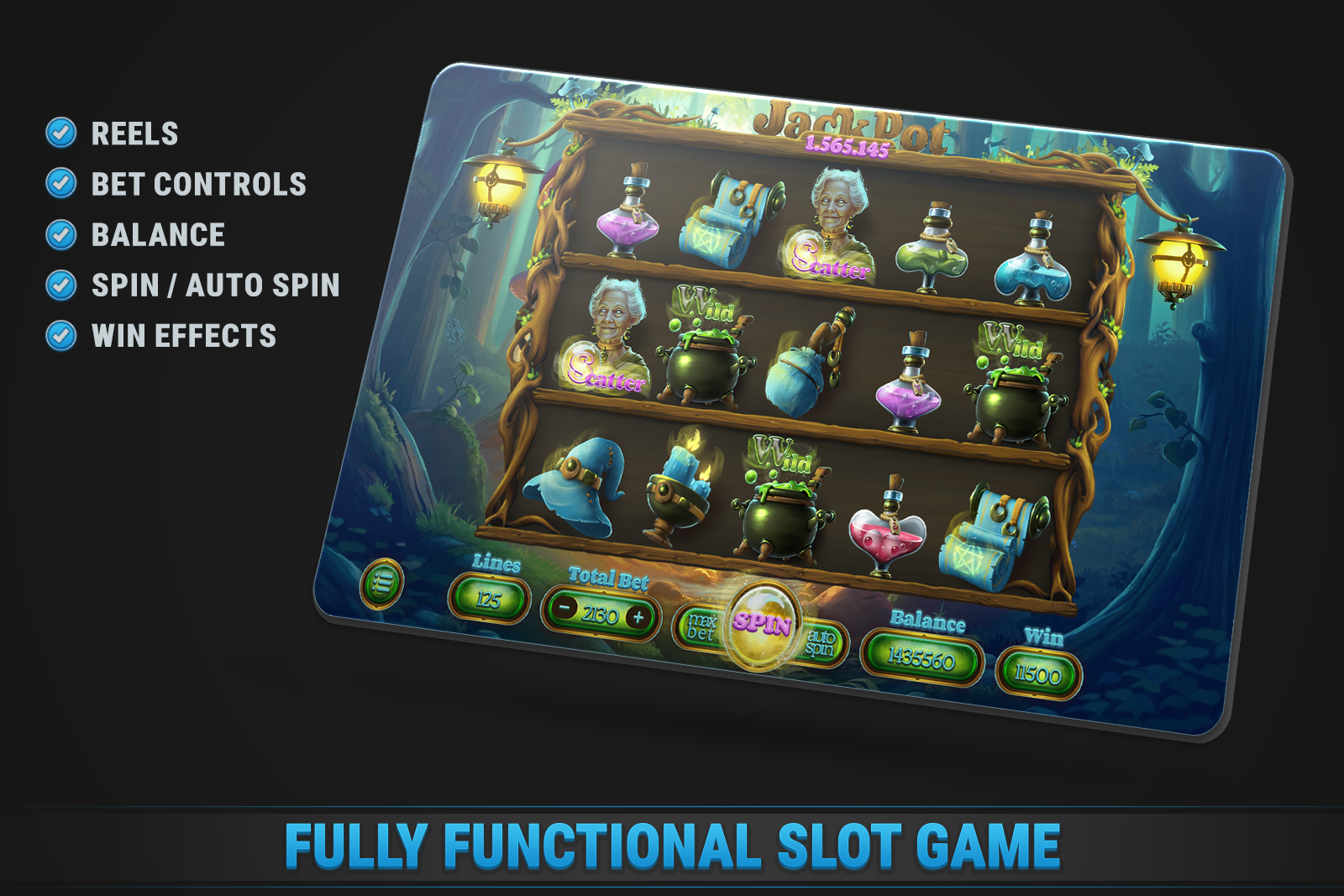 Witch Cauldron Slot • HTML Responsive Casino Game screenshot 1