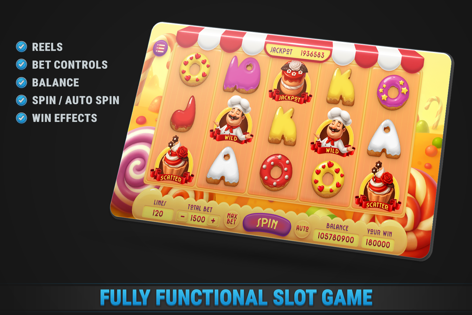 Candy Slot • HTML Responsive Casino Game screenshot 1