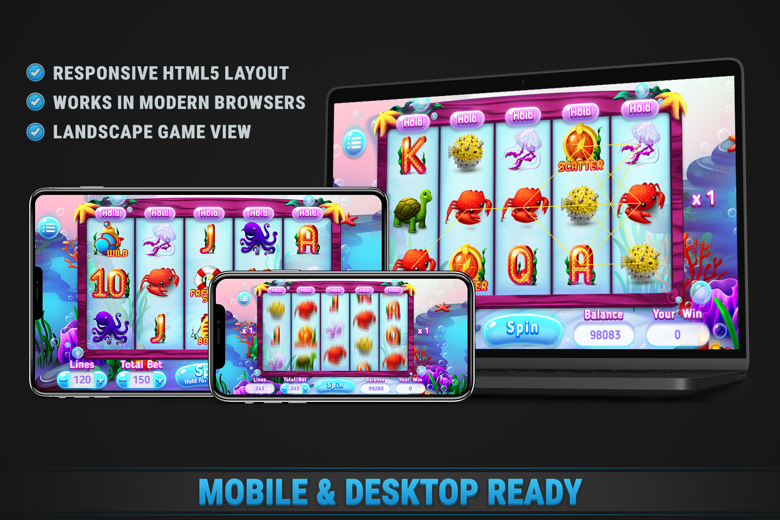 Underwater Slot • HTML Responsive Casino Game screenshot 3