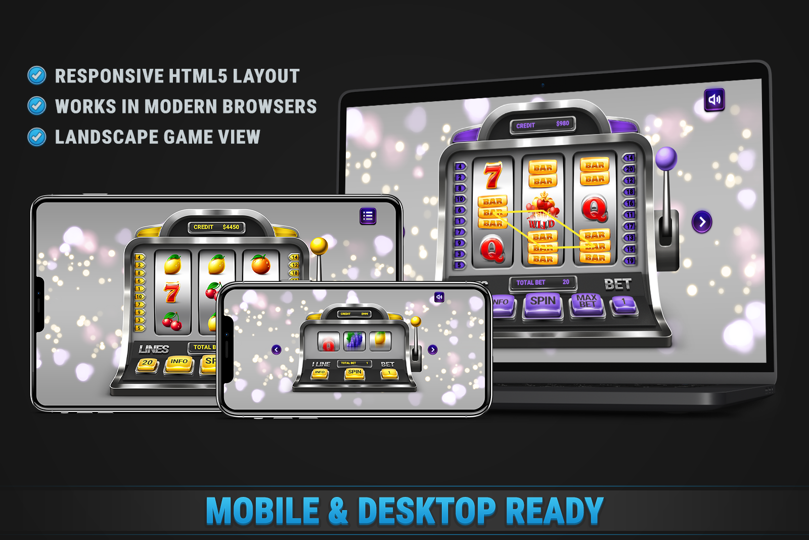 Realistic Slot Machine • HTML Responsive Casino Game screenshot 3