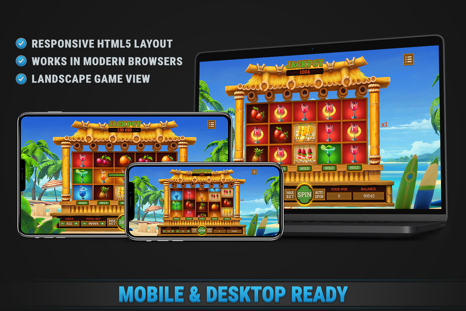 Tropical Beach Slot • HTML Responsive Casino Game screenshot 3