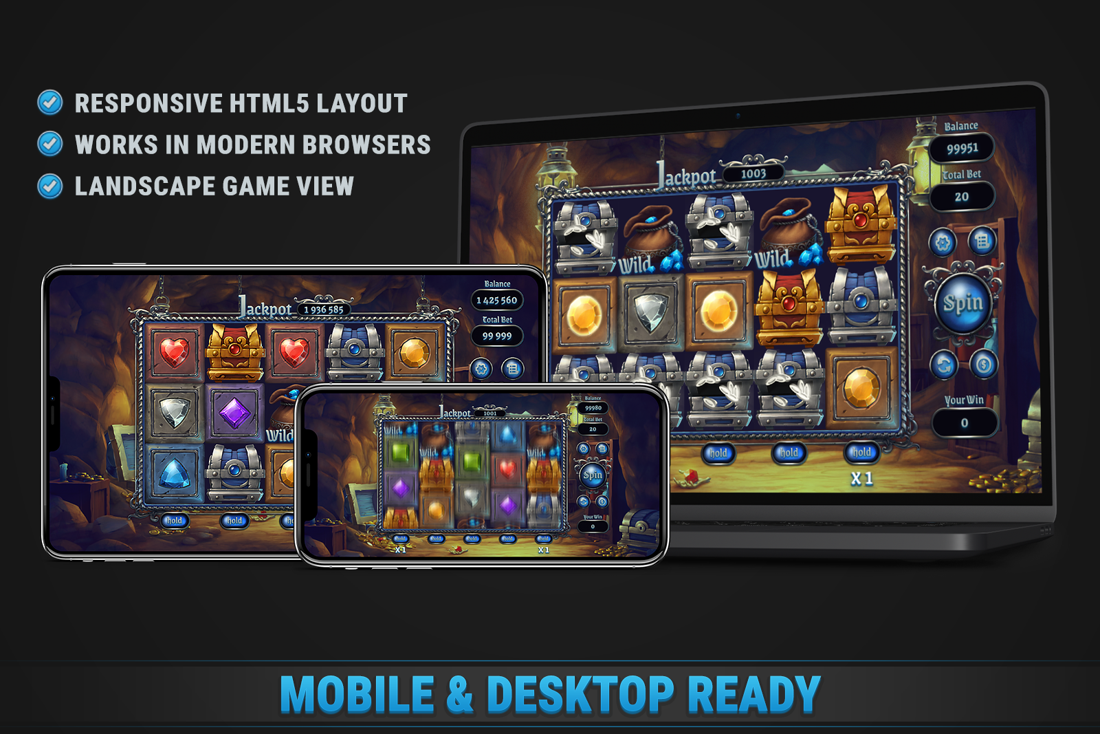 Gems Slot • HTML Responsive Casino Game screenshot 3