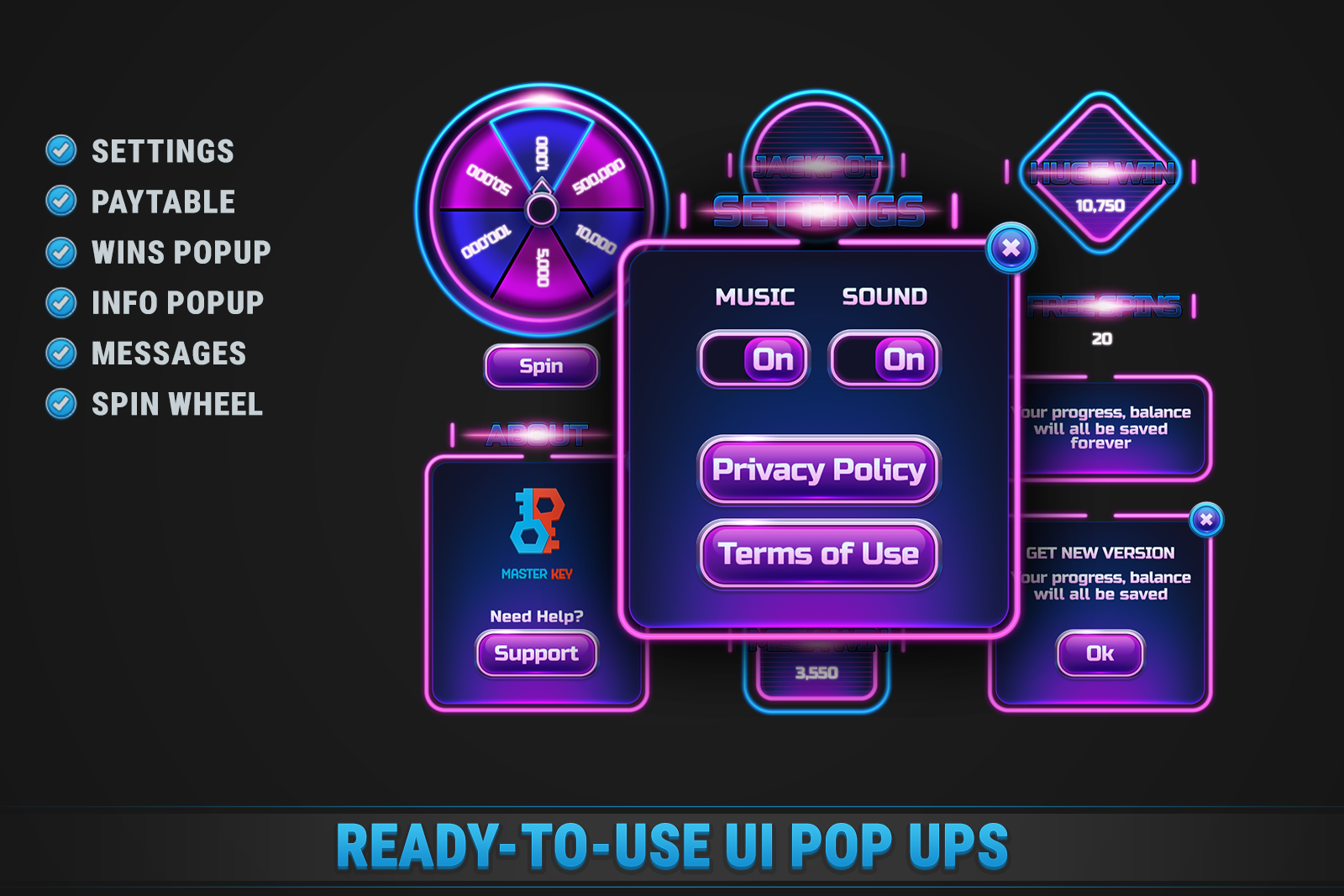 Neon Suits Slot • HTML Responsive Casino Game screenshot 5