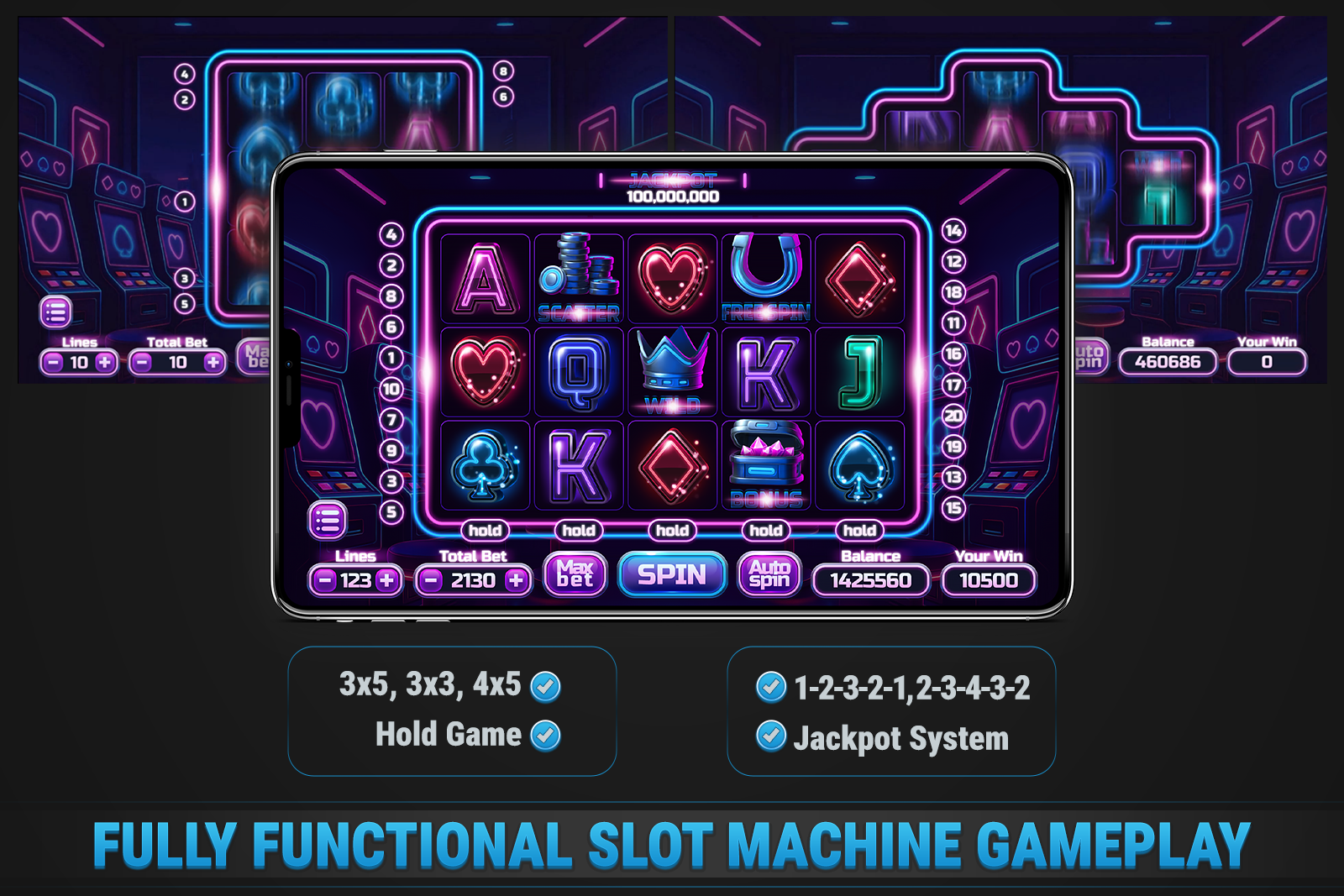 MK Slot Machine Kit • Modern Neon Casino Template screenshot 2