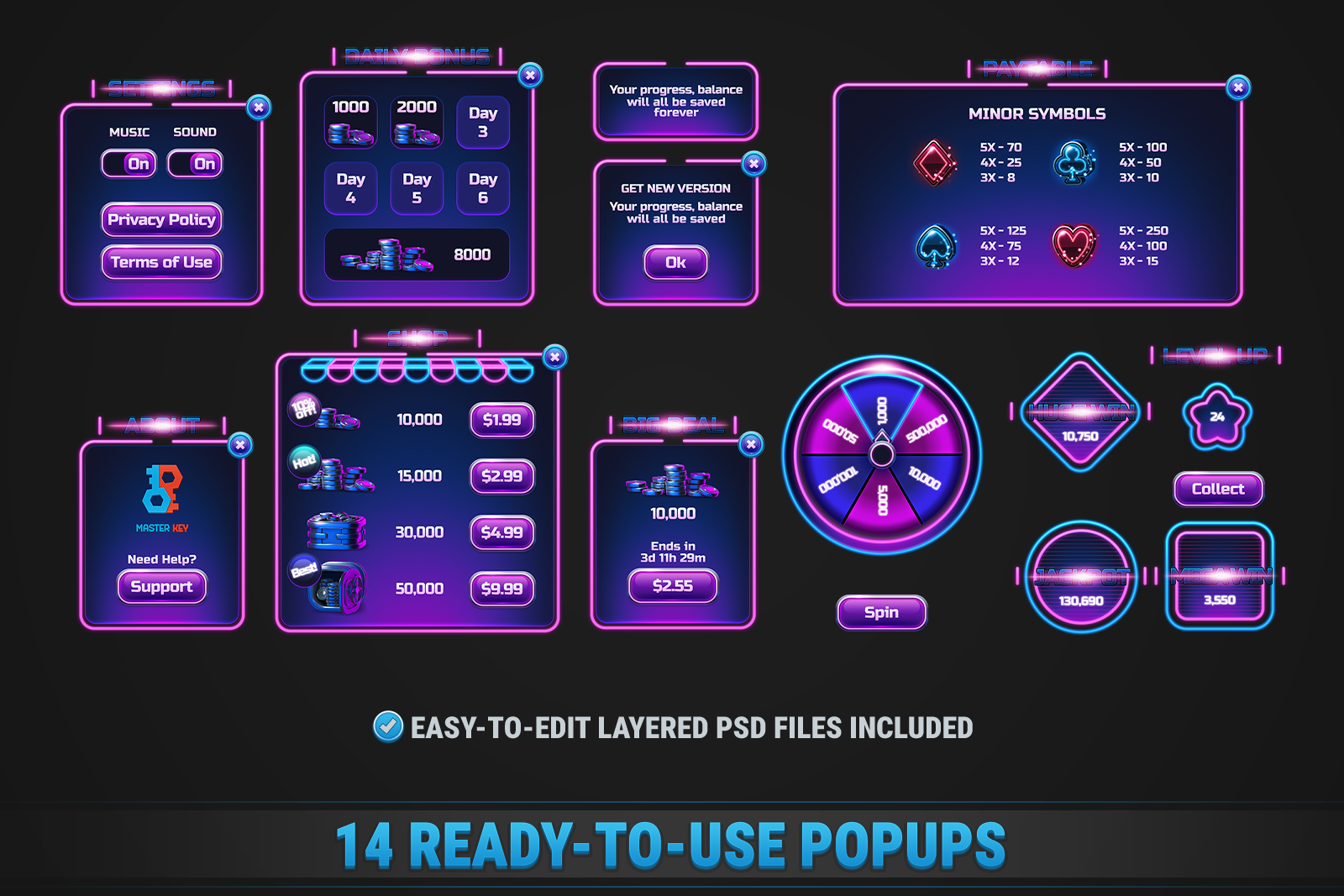 MK Slot Machine Kit • Modern Neon Casino Template screenshot 7