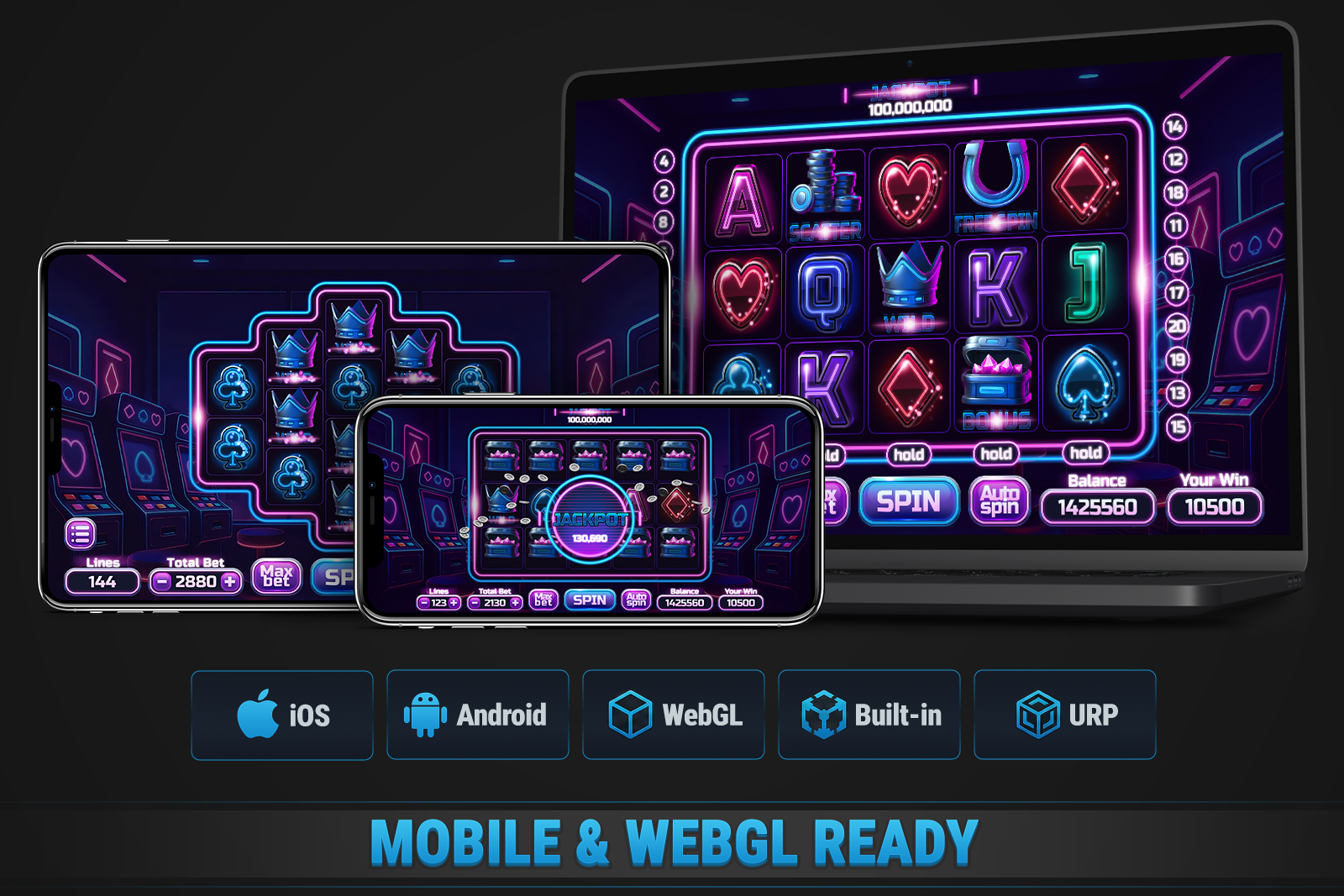 MK Slot Machine Kit • Modern Neon Casino Template screenshot 9