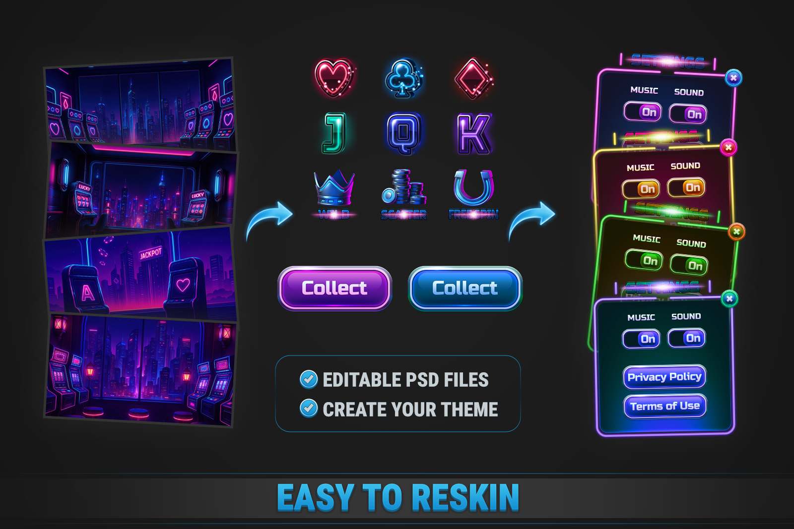 MK Slot Machine Kit • Modern Neon Casino Template screenshot 10